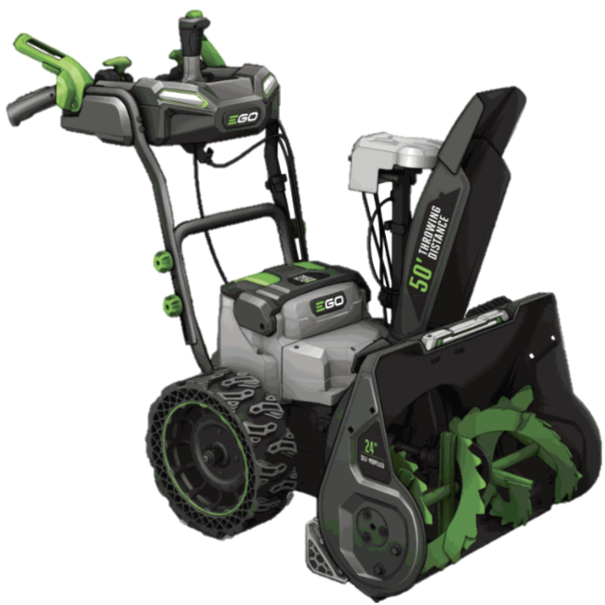EGO POWER+ 24in. Two-Stage Cordless Snow Blower, 2-in-1 Joystick Controls, Airless Tires, (2) 6.0Ah Batteries + 550W Dual-Port Charger, Model# SNT2424